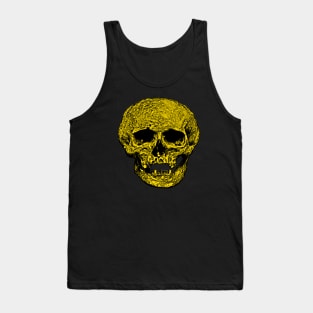 Vile Grungy Cranium Art In Bright Yellow Colors Tank Top